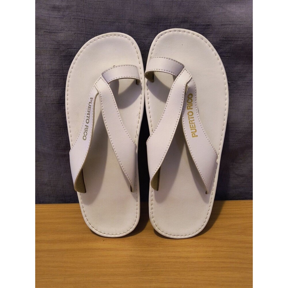 Puerto Rico Flip Flops Men's 8 Women's 10 (42) White Toe Thong Sandals